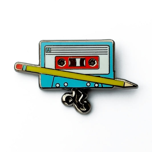 Cassette Tape and Pencil Enamel Pin