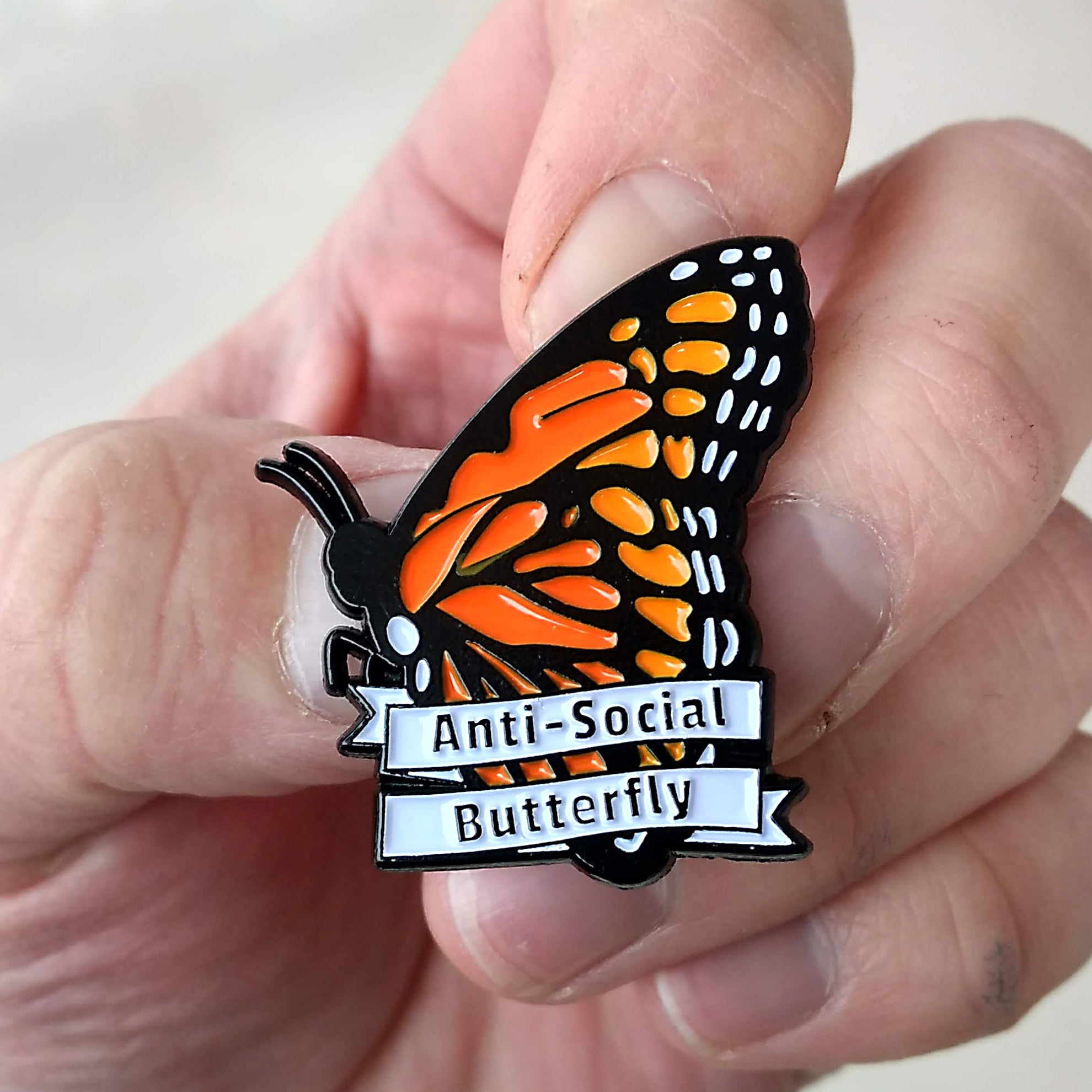 Anti-Social Butterfly Enamel Pin – pin alchemy