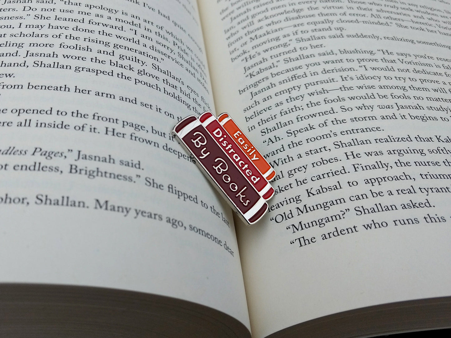 Easily Distracted by Books Enamel Pin