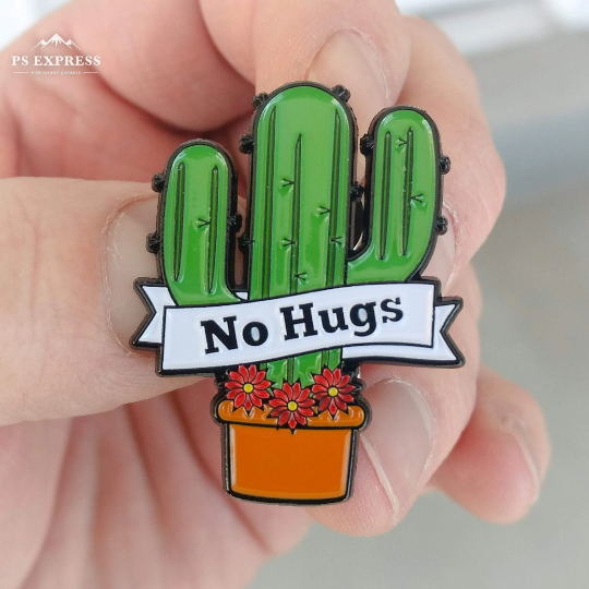 No Hugs Cactus Enamel Pin